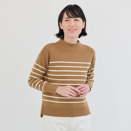 ミラノリブモックネックボーダーニット