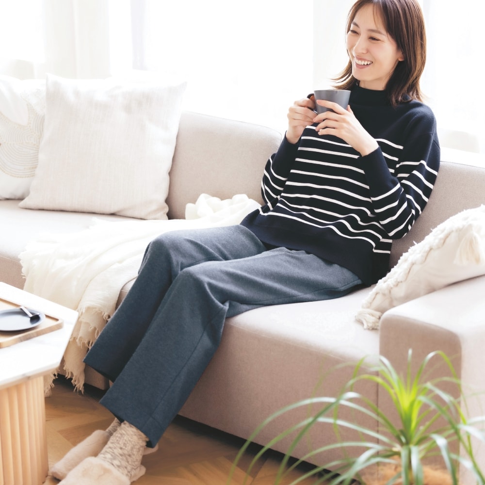 ミラノリブモックネックボーダーニット｜通販のベルメゾンネット