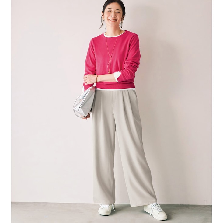 すっきり見えを叶えるタックワイドハンサムパンツ 【新色追加】