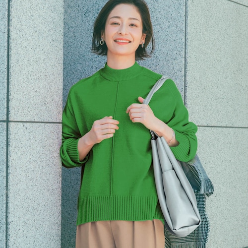 洗濯機で洗えるハイネックニットプルオーバー