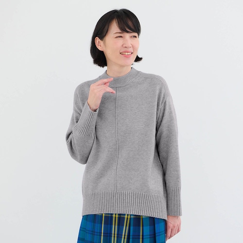 洗濯機で洗えるハイネックニットプルオーバー