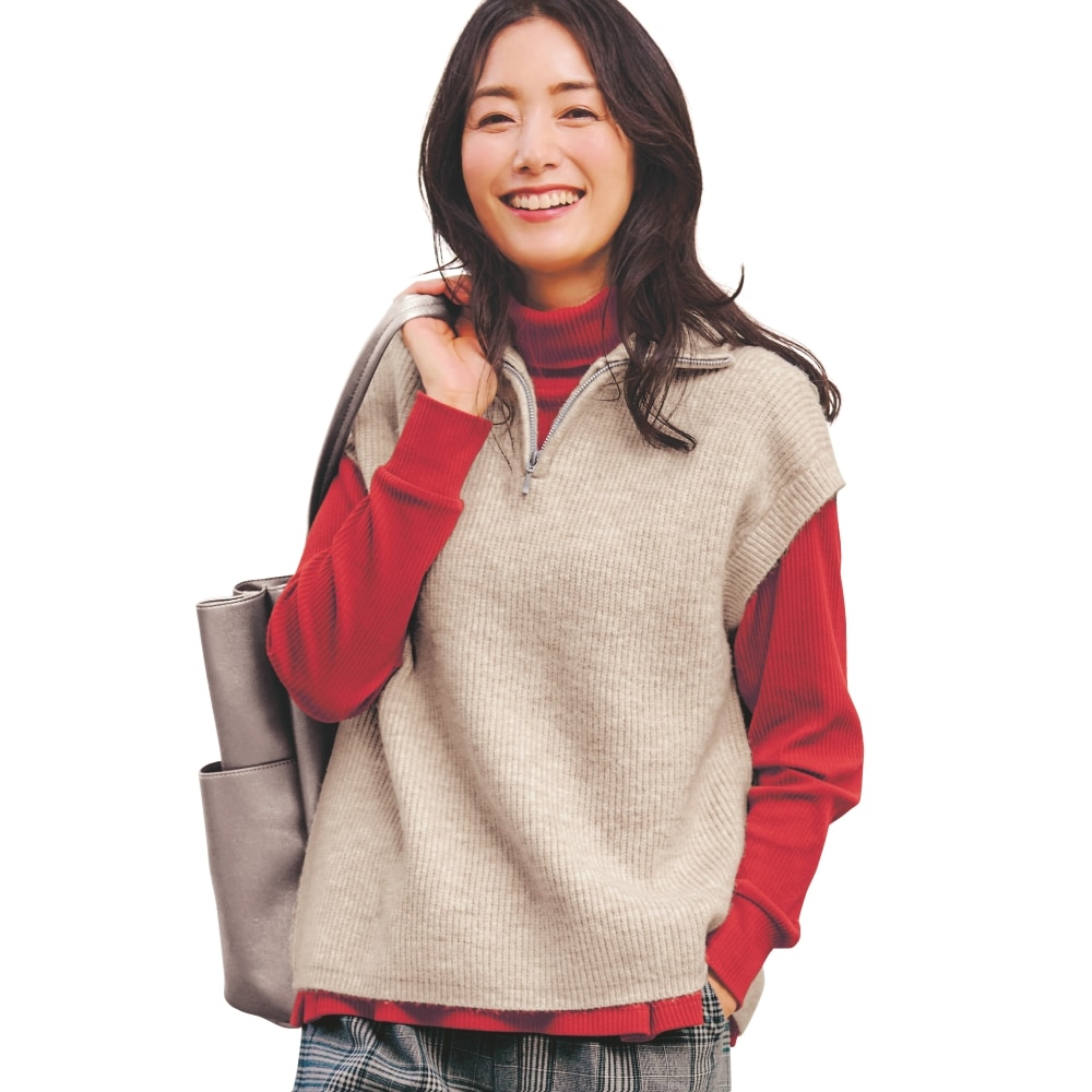 【alice】ハーフジップ ニットベスト alice】ハーフジップ ニットベスト 楽天市場】ハーフZIPショートニット