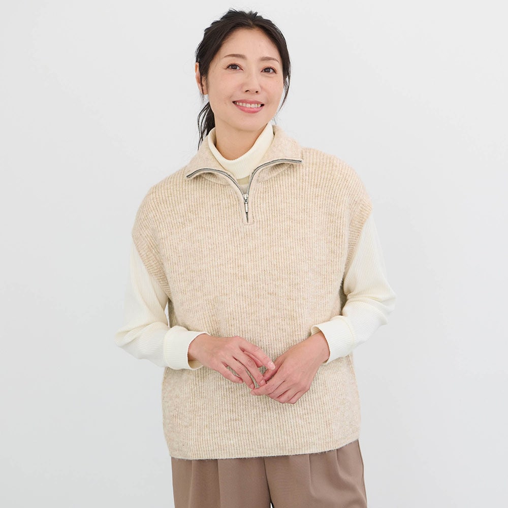 ハーフジップニットベスト｜通販のベルメゾンネット