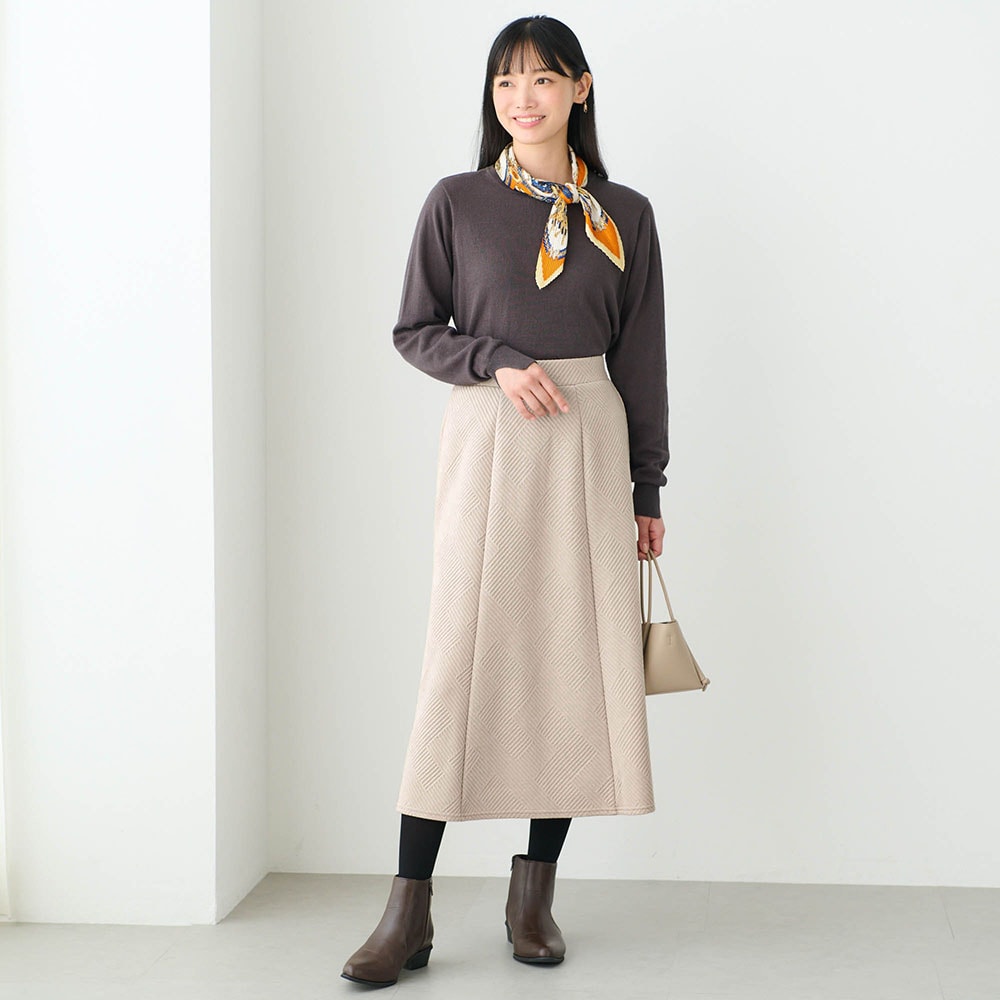 ふっくら軽やかキルトジャカードフレアスカート｜通販のベルメゾンネット