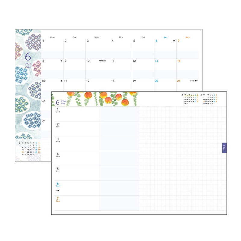 26年6月／月間・週間ページ ※実際の写真ではなく、イラストデータとなります。