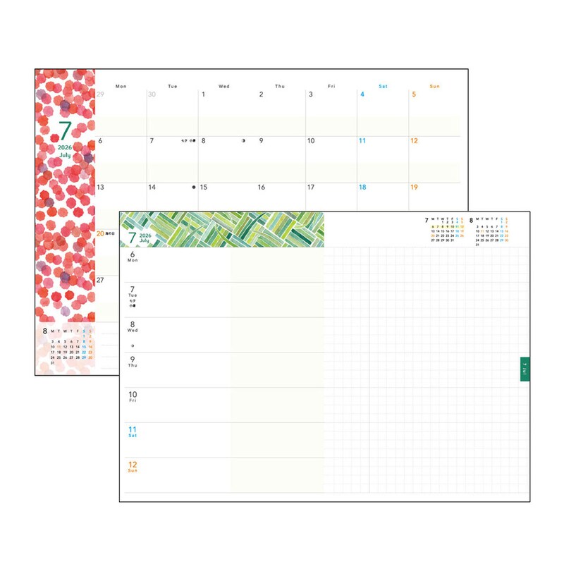 26年7月／月間・週間ページ ※実際の写真ではなく、イラストデータとなります。