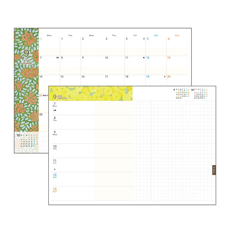 26年9月／月間・週間ページ ※実際の写真ではなく、イラストデータとなります。
