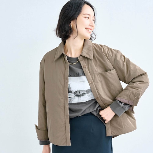 薄中わた入り羽織りシャツ