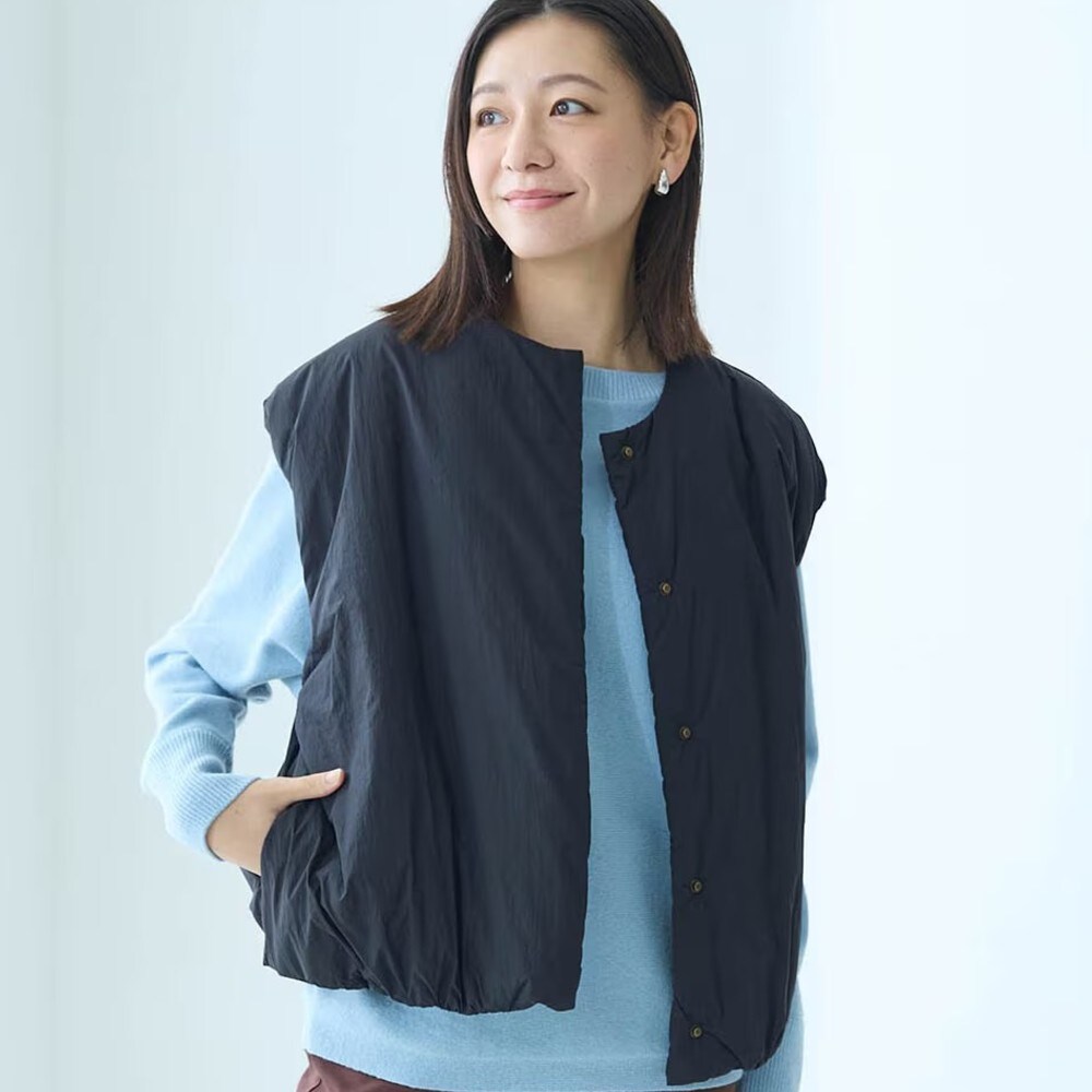 【ベルメゾン】中わたノーカラーベスト