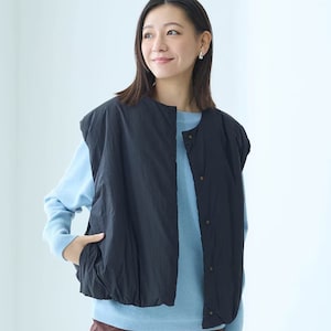 【ベルメゾン】中わたノーカラーベスト