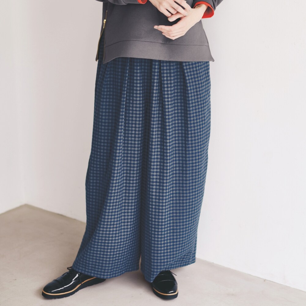 【ベルメゾン】ネル素材バレルワイドパンツ