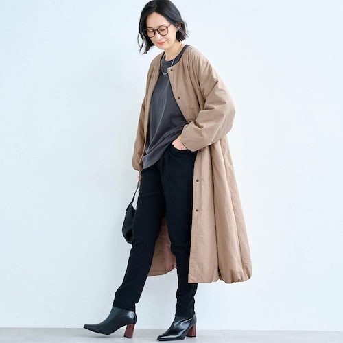 袖裾バルーンシルエットロングコート