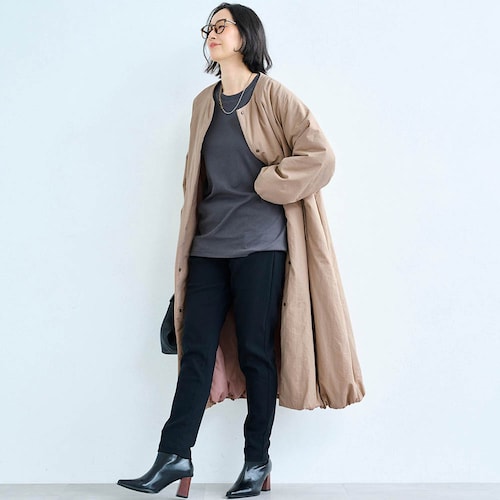 袖裾バルーンシルエットロングコート