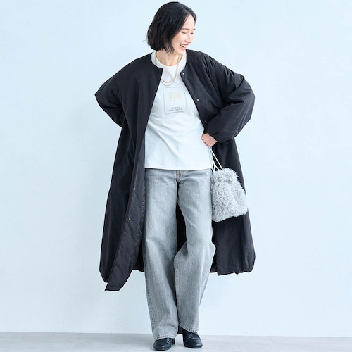 袖裾バルーンシルエットロングコート