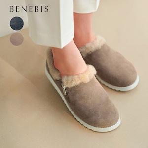 【ベネビス/BENEBIS】内側にリアルムートンを使用した本革スリッポンシューズ【ワイドオブリーク】