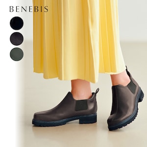【ベネビス/BENEBIS】サッと履ける本革サイドゴアスリッポンブーツ【ワイドオブリーク】