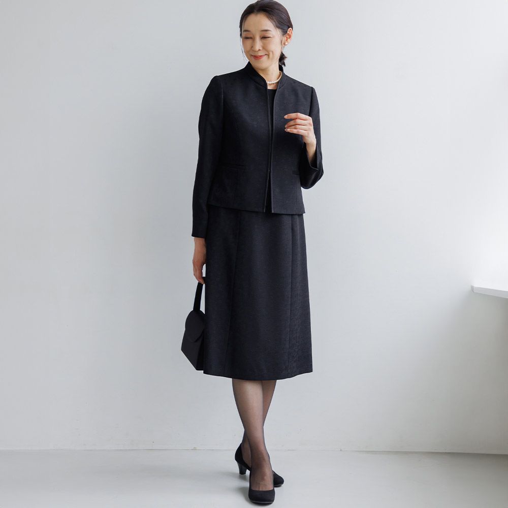 【東京ソワール】光沢♡ノーカラー ジャケット⭐︎ ワンピース セット13号 東京ソワール ノーカラージャケット+前開きワンピース 2点セット