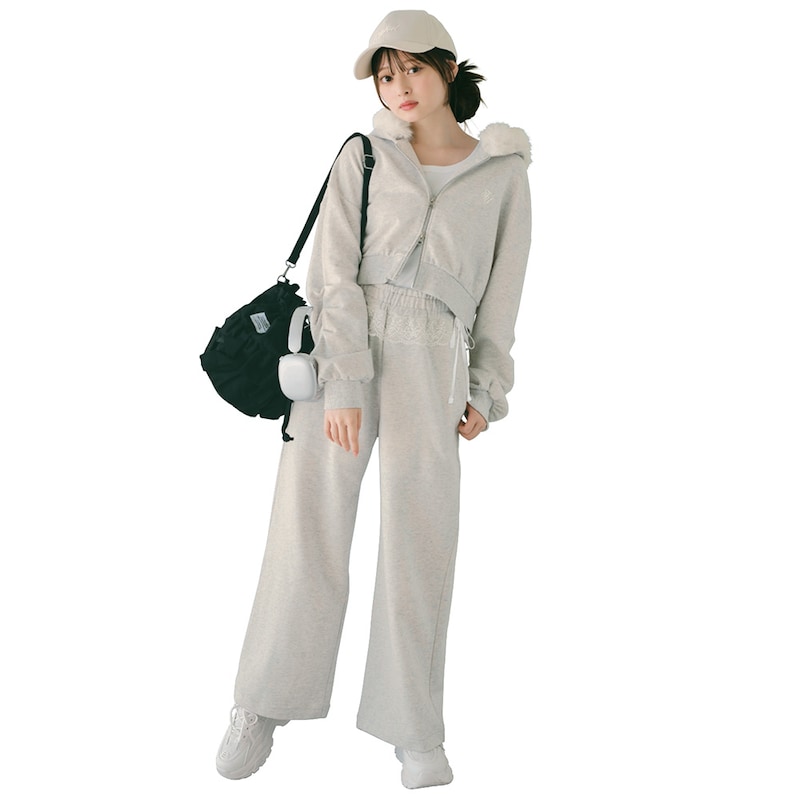 ホワイト杢グレー／モデル身長160cm・サイズJ-M