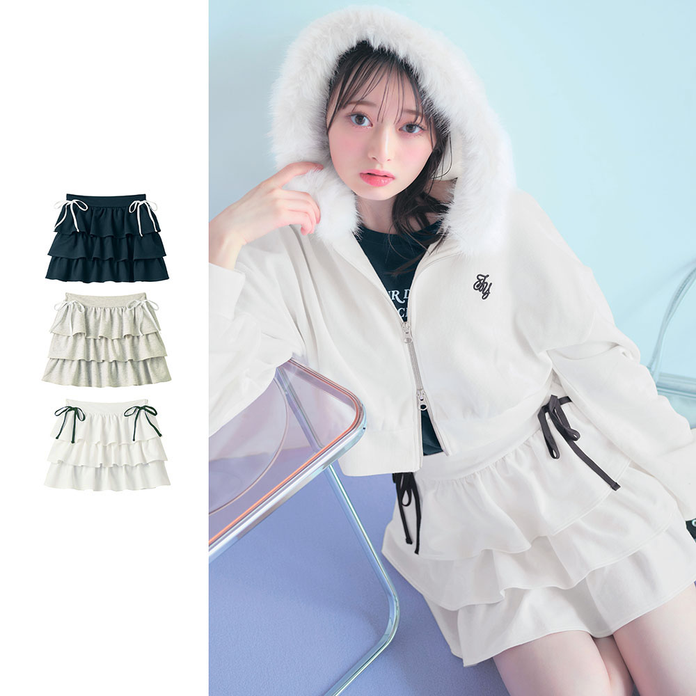 【パペル ラピス/Papel lapiz】【高比良由菜・ゆなちゃんコラボ】インナーパンツ付きサイドリボンコットンスウェットティアードミニスカート(ウエスト調節可)【セットアップ可】 【子供服】 【パペル ラピス/Papel lapiz】【高比良由菜・ゆなちゃんコラボ】インナーパンツ付きサイドリボンコットンスウェットティアードミニスカート(ウエスト調節可)【セットアップ可】 【子供服】