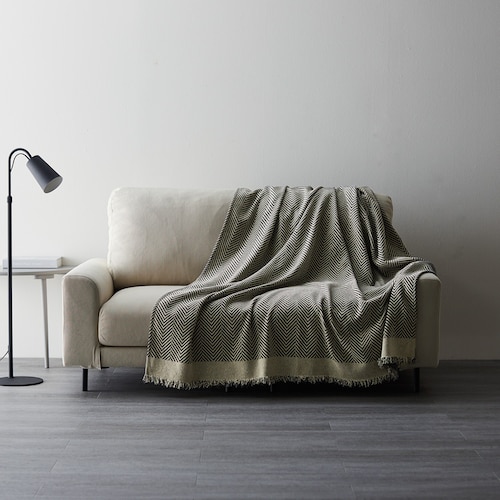 ジャカード織のシェニールブランケット ＜約140×190cm＞