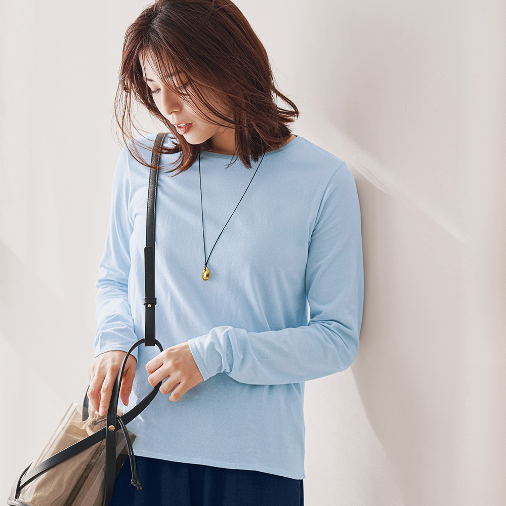 【新色追加】 重ね着に最適なシアークルーネックカットソー 【新色追加】 重ね着に最適なシアークルーネックカットソー