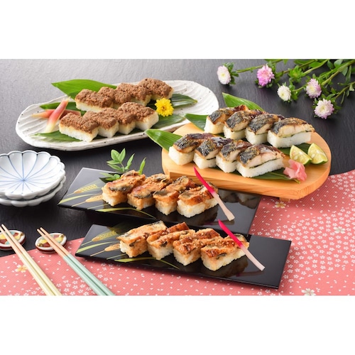 【フードロス対策】【40%OFF】 押寿司詰合せ（国産うなぎ押し寿司・国産焼き鯖寿司・黒毛和牛そぼろ押し寿司）6個 （訳あり）
