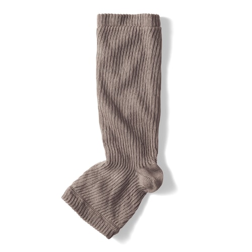 【冬の冷え対策に】 肌面シルク×外側オーガニックコットンの2重編みかかと付きレッグウォーマー [日本製]
