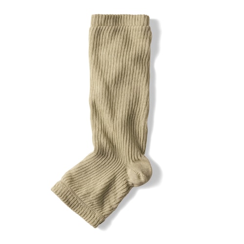 【冬の冷え対策に】 肌面シルク×外側オーガニックコットンの2重編みかかと付きレッグウォーマー [日本製]