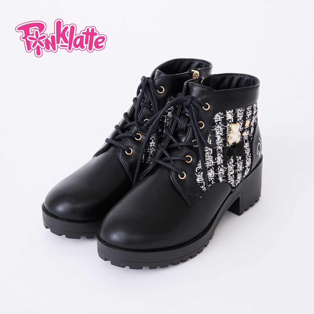 【ピンク ラテ/PINK-latte】チャーム付きハイカットシューズ 【ピンク ラテ/PINK-latte】チャーム付きハイカットシューズ