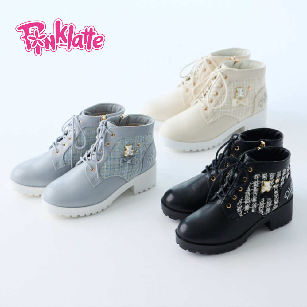 【ピンク ラテ/PINK-latte】チャーム付きハイカットシューズ