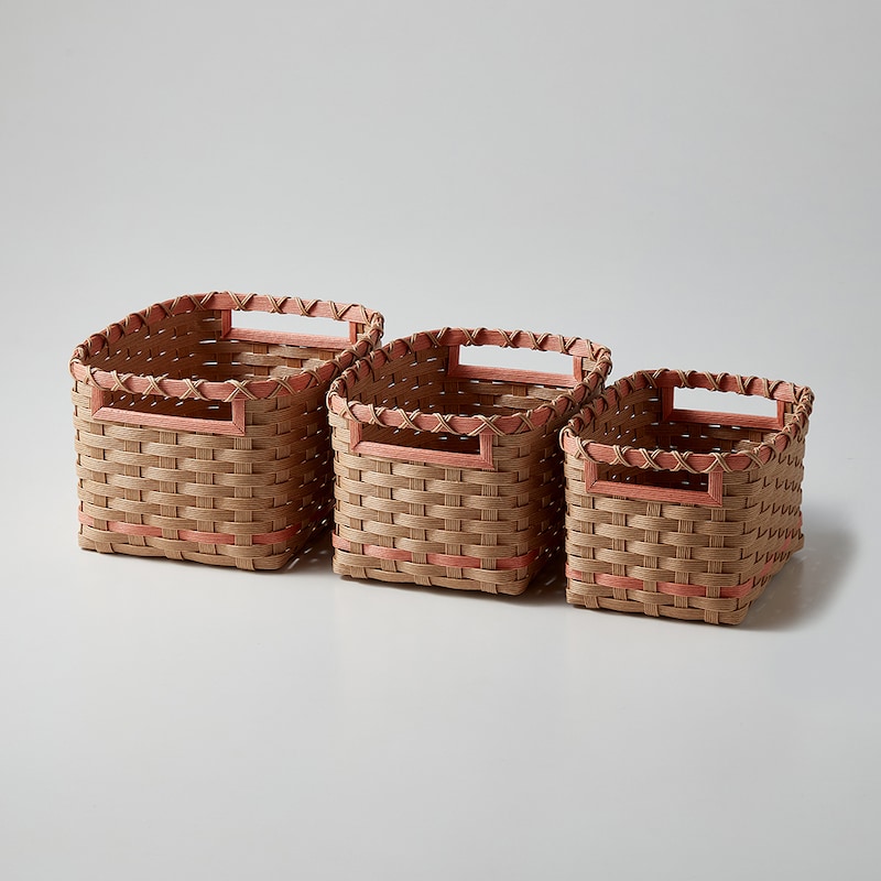 入れ子式3個組バスケット●大:約19×15×10.5(高さ)cm