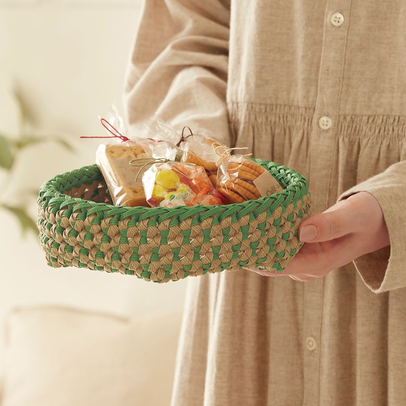 花結び編みかご