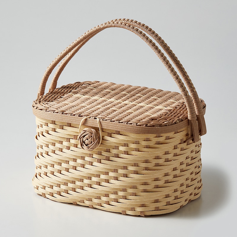 ふた付きバスケット●約16×21.5×12.5(高さ)cm(持ち手含まず)