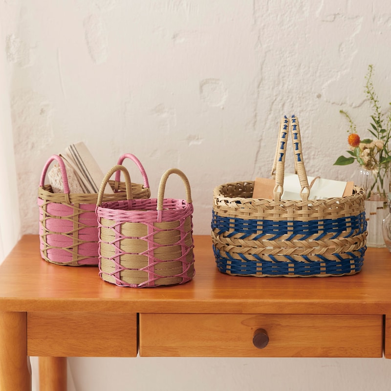 2個組小物入れ／持ち手がたおせるバスケット ※画像はイメージです