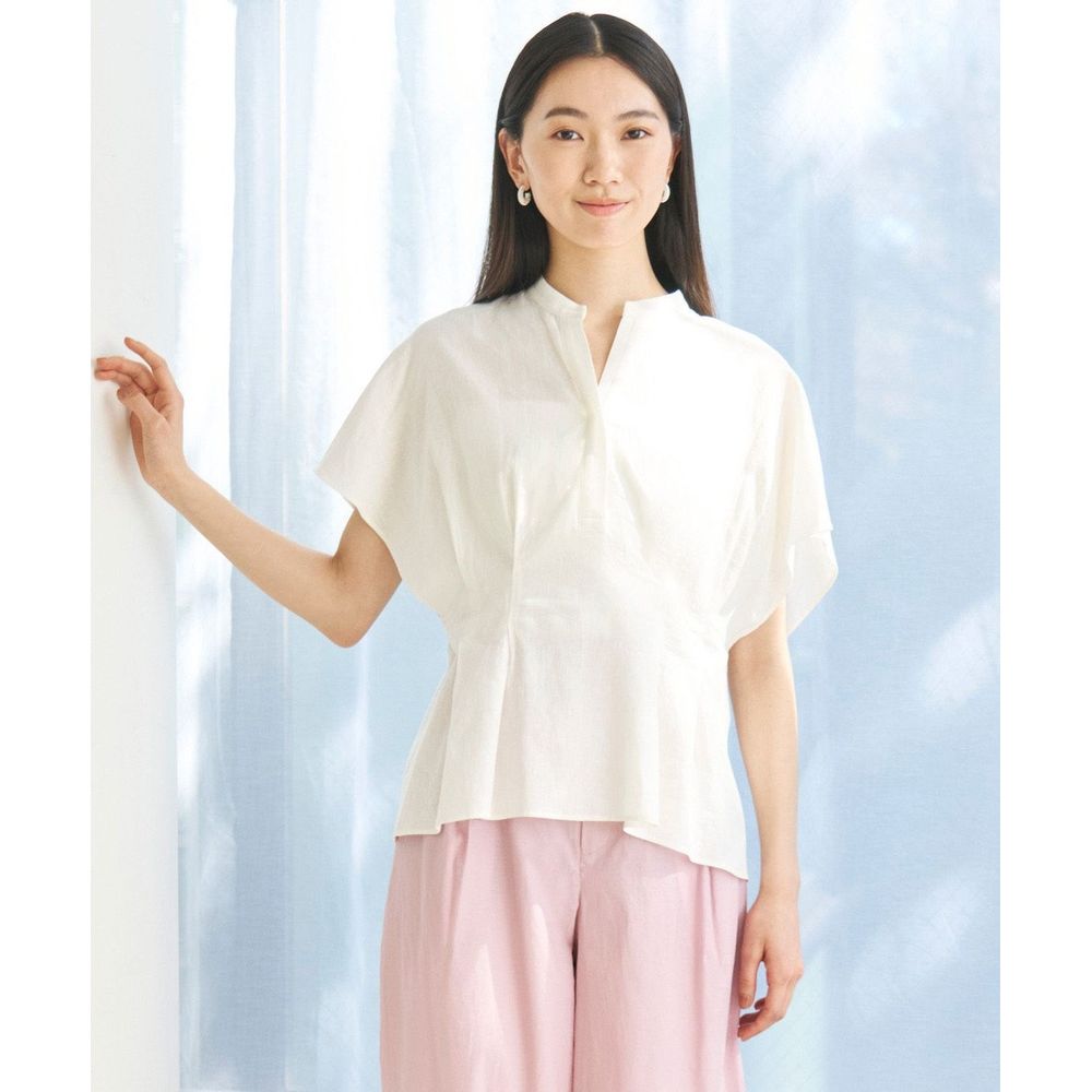 【オンワード樫山】【UNFILO/アンフィーロ】 リネンレーヨン タックブラウス