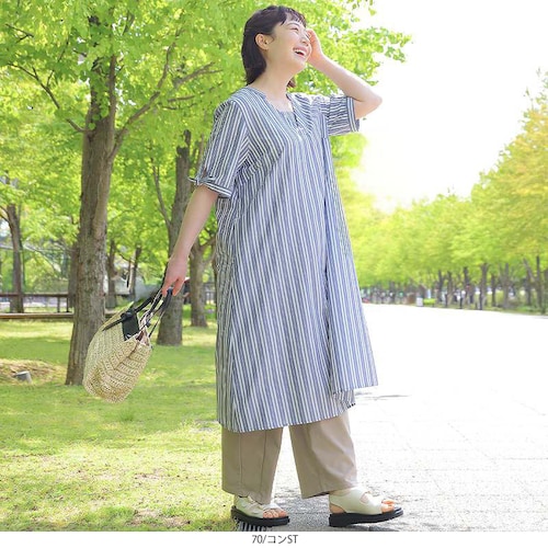 リボンスリーブワンピース 【大きいサイズ】
