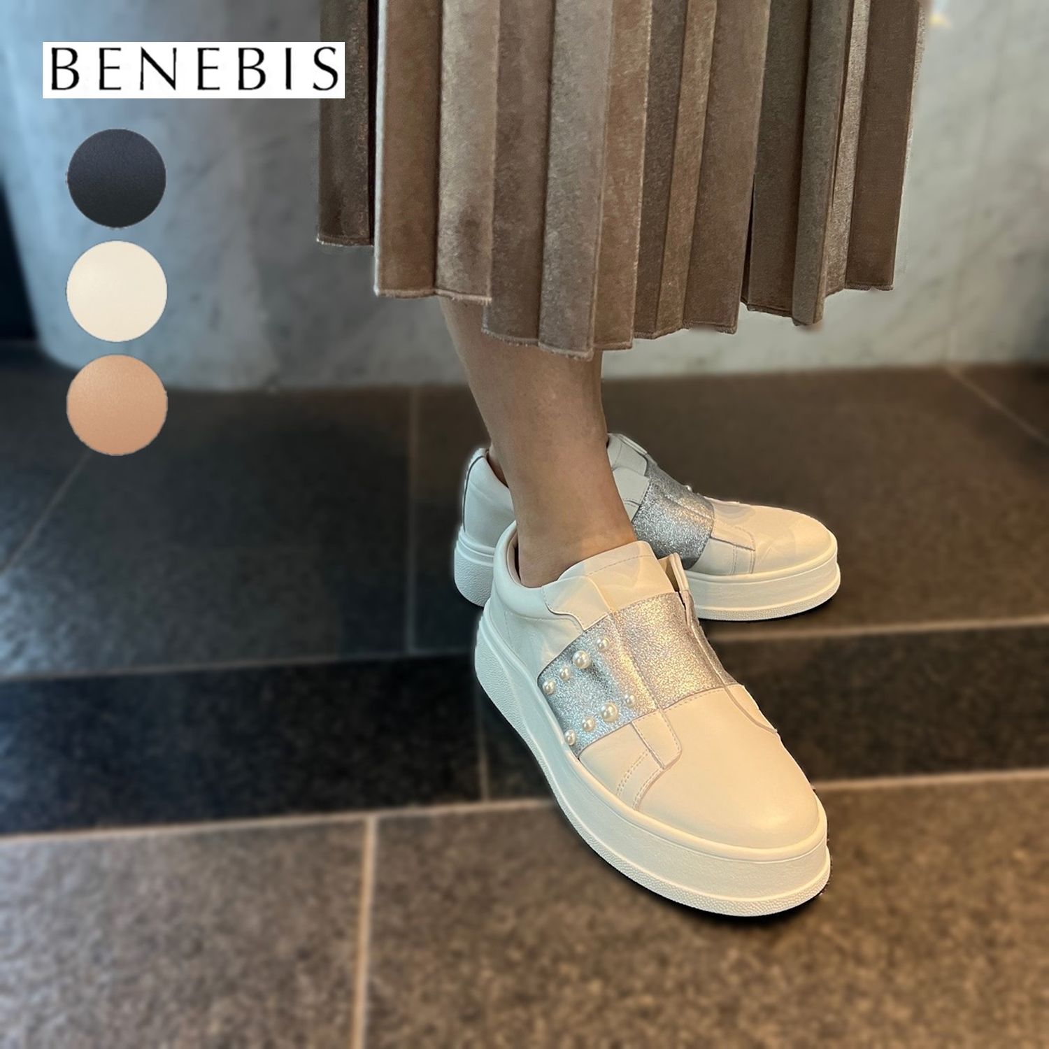 【ベネビス/BENEBIS】【11月20日まで返品送料無料】 ※本革スリッポンスニーカー 【ベネビス/BENEBIS】【11月20日まで返品送料無料】 ※本革スリッポンスニーカー