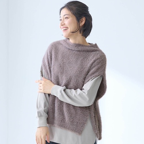 シャギー素材ニットケープ