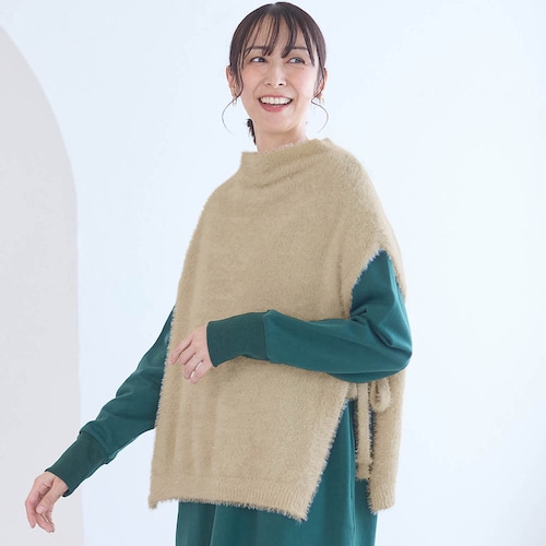 シャギー素材ニットケープ