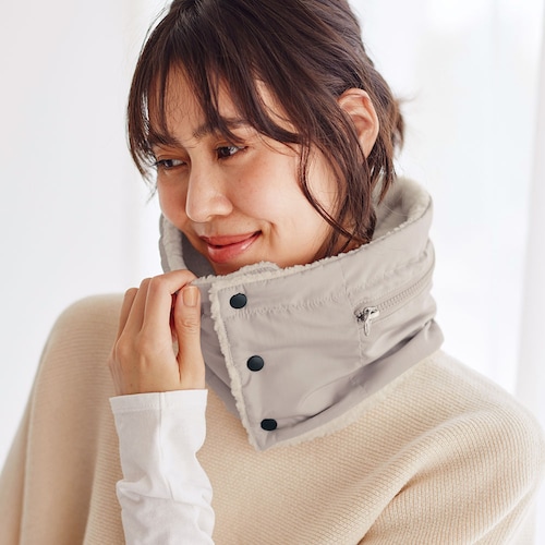 フード付きあったかネックウォーマー【リバーシブル】