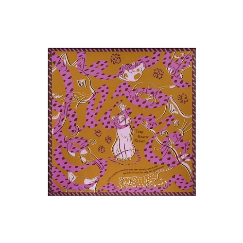 「スカーフや、インテリアにも◎」地域猫の活動を応援するチャリティふろしき（大サイズ）［日本製］