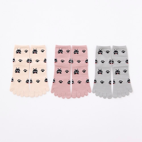 【3足組】アニマル5本指クルー丈あったかソックス