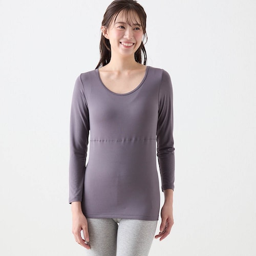 着るホカロン 当て布付き裏起毛長袖Tシャツ