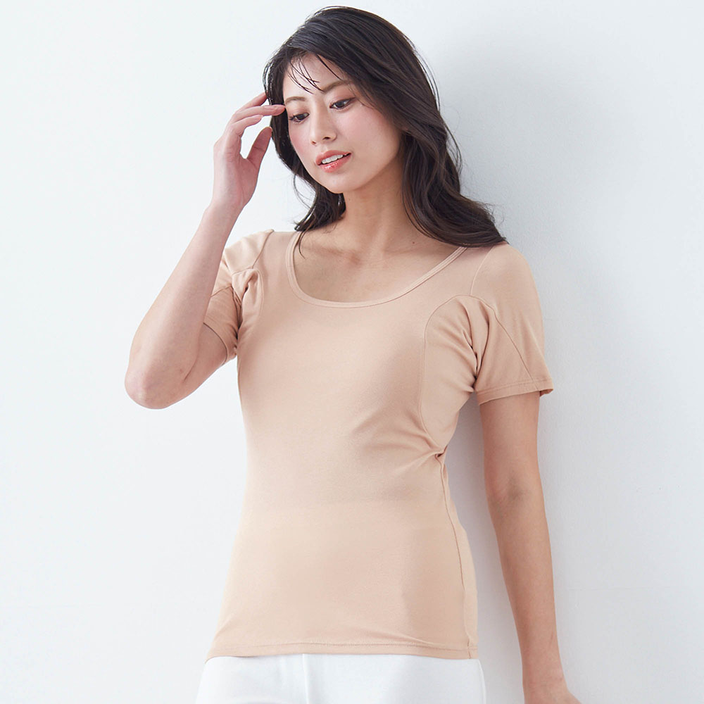 【新色追加】 汗取りインナー・綿混三分袖(大汗さん) 【新色追加】 汗取りインナー・綿混三分袖(大汗さん)