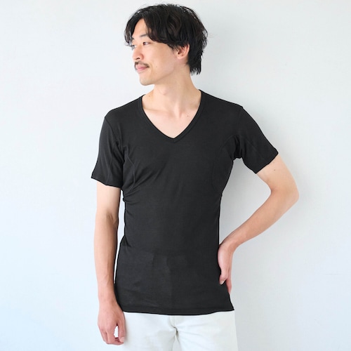 25年最新モデル・汗取りインナー・綿混Ｖネック半袖メンズ(大汗さん)