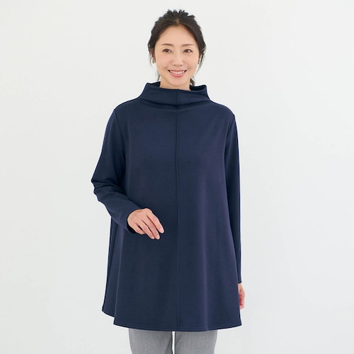 裏起毛モックネックカットソーチュニック