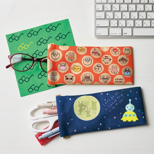 【定期お届け】 「ちょこちょこ」マルチケース＆めがねクロスセット ：4回シリーズ
