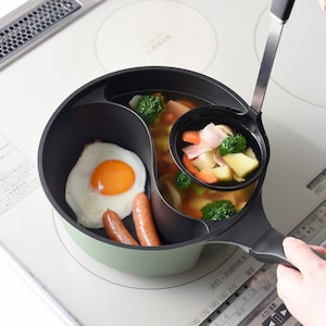 【ベルメゾン】減塩や辛みを変えて1台2役!コンパクトに同時調理できる片手鍋 【IH/ガス火対応】