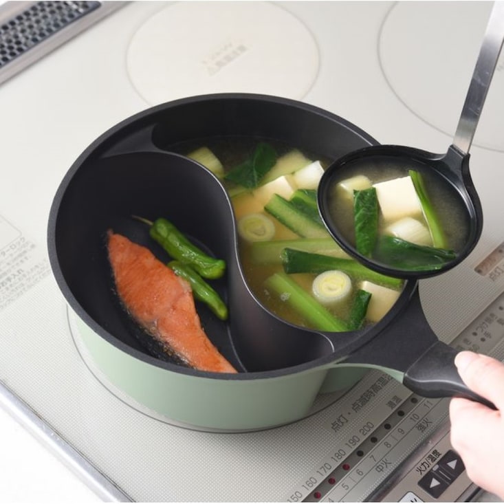 減塩や辛みを変えて1台2役！コンパクトに同時調理できる片手鍋 【IH/ガス火対応】