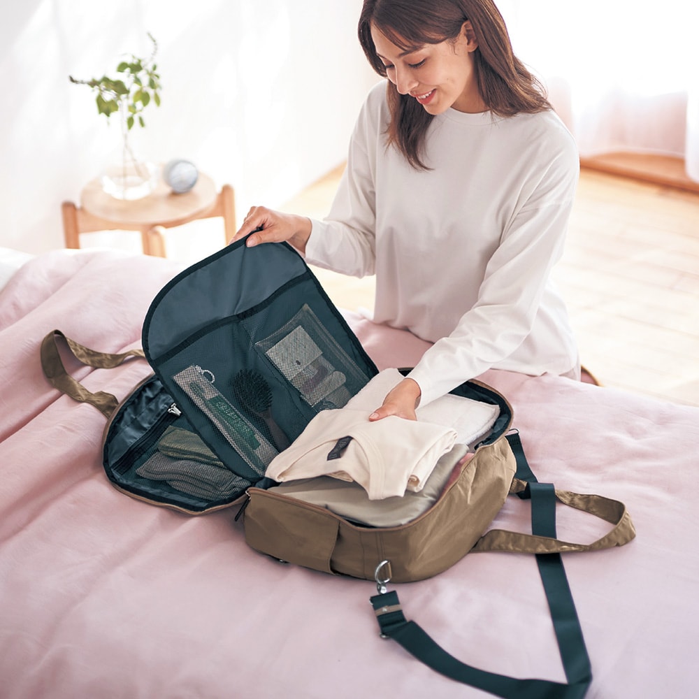 旅先での整理整頓もラク！荷造り上手な3WAYボストンバッグ 【12